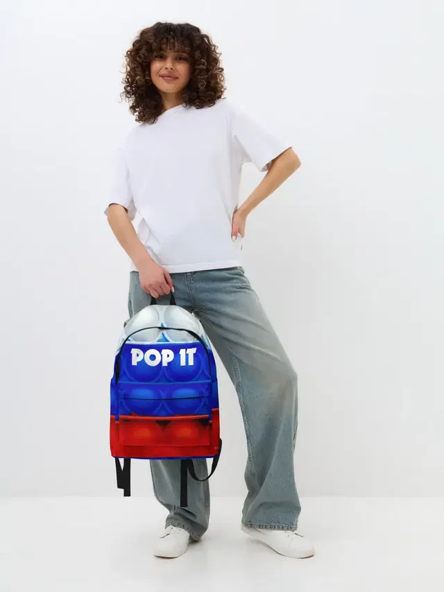 Джинсовый рюкзак с принтом «POP IT ПОП ИТ»