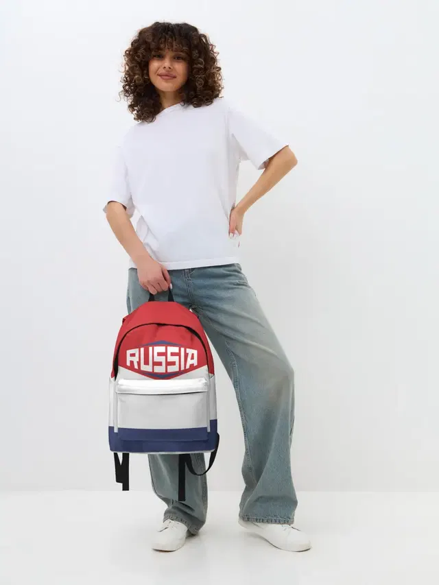 Джинсовый рюкзак с принтом «Flag of Russia — Russia»