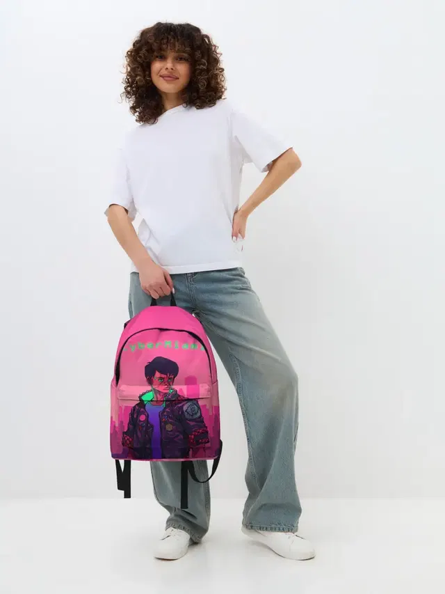 Джинсовый рюкзак с принтом «Cyberpunk 2077 — CyberMiami»