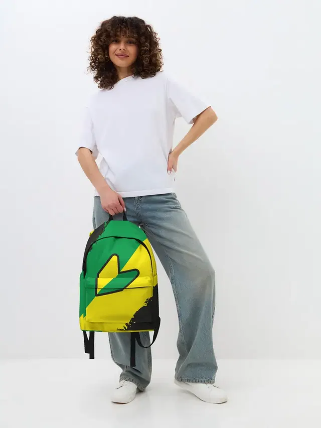 Джинсовый рюкзак с принтом «JDM Green Yellow Logo»