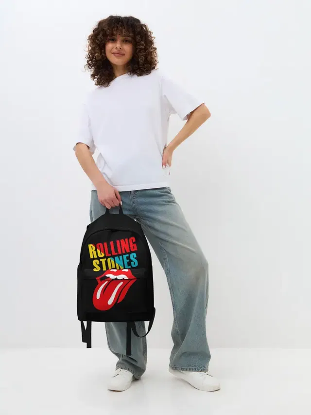 Джинсовый рюкзак с принтом «Rolling Stones — Роллинг Стоунз»