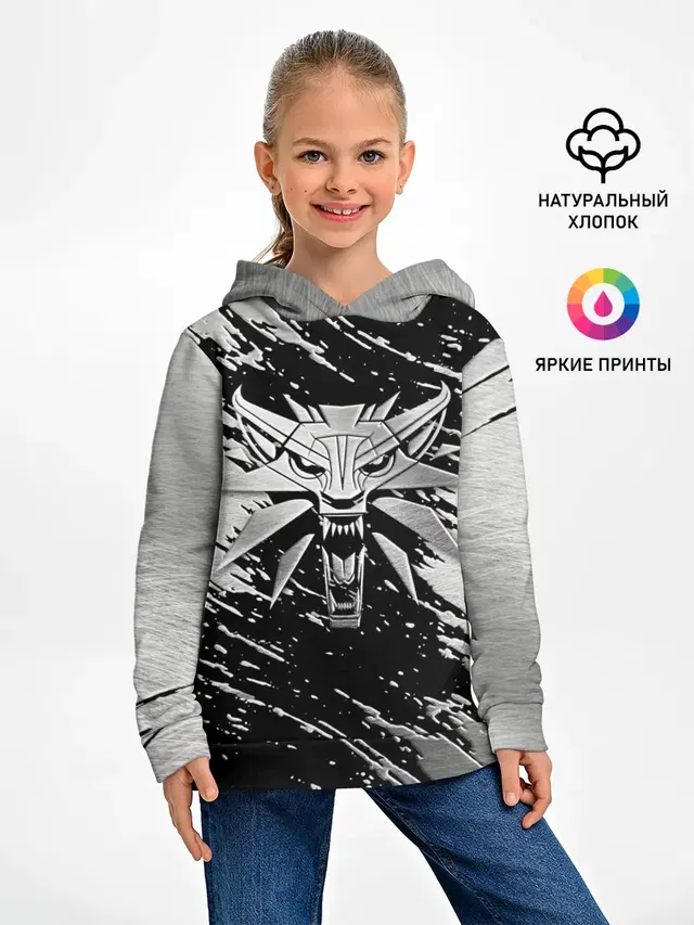 Детское худи с принтом «THE Witcher Logo Steel»