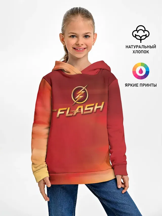 Детское худи с принтом «Флэш — The Flash Logo Pattern»