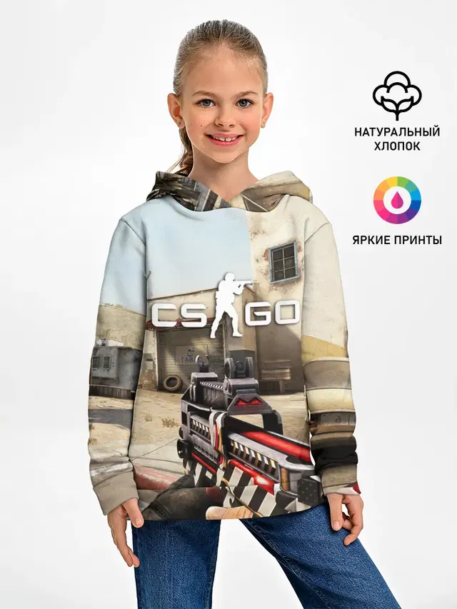 Детское худи с принтом «Famas Fa-Mas — CS:GO - The Aggressor — Aгрессор»
