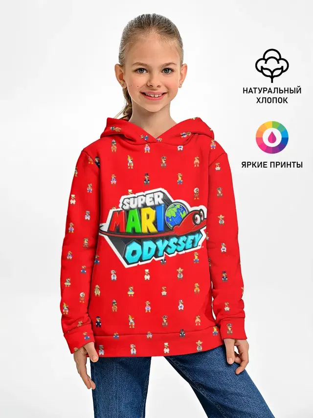 Детское худи с принтом «Mario — Super Mario Odyssey»