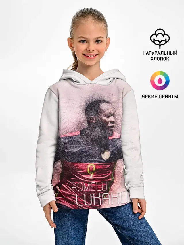 Детское худи с принтом «Манчестер Юнайтед — Romelu Lukaku»