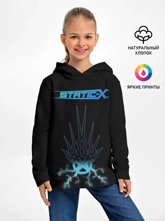 Детское худи с принтом «Разный рок — Static-X»