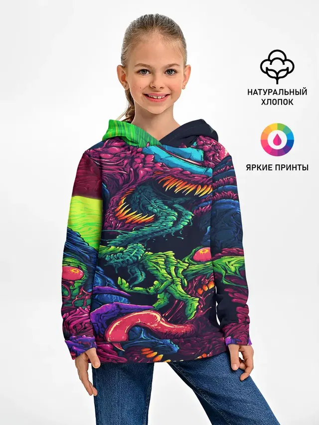 Детское худи с принтом «Counter-Strike — CS GO hyper beast skin»
