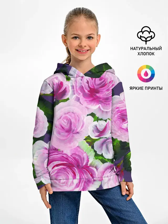 Цветы Розовые Розы красками