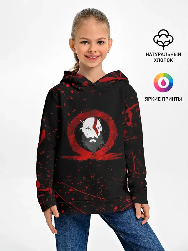 Детское худи с принтом «Kratos»