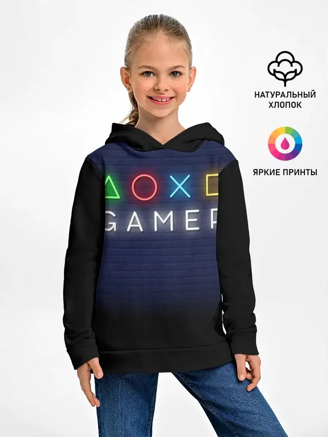 Детское худи с принтом «Разные игры — Doxo Gamer»