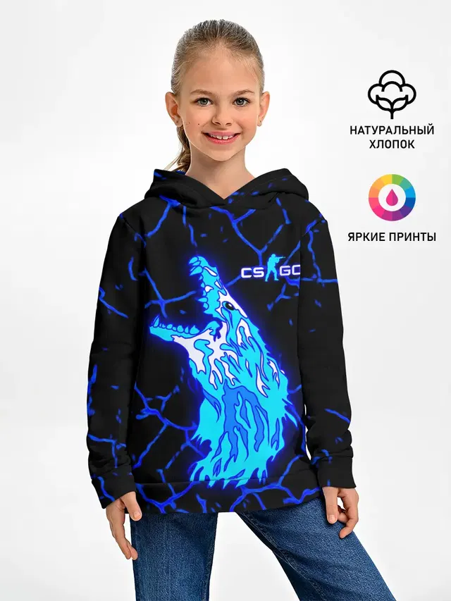 Детское худи с принтом «CS GO Howl Neon»