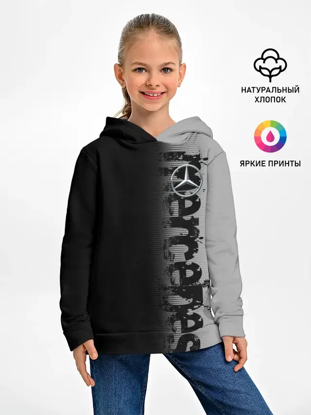 Детское худи с принтом «Car brand logo — MERCEDES BENZ SPORT»