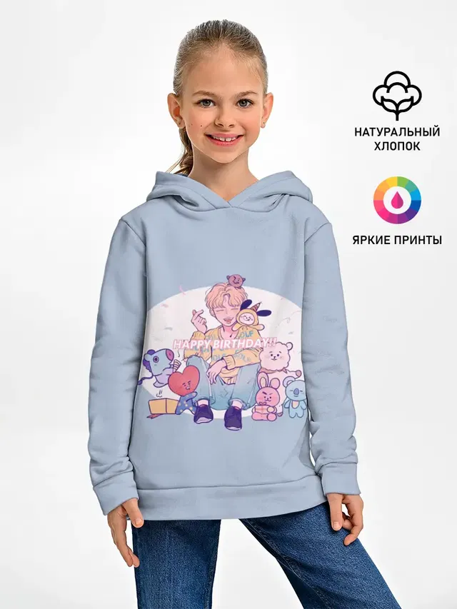 Детское худи с принтом «BTS Happy Birthday»