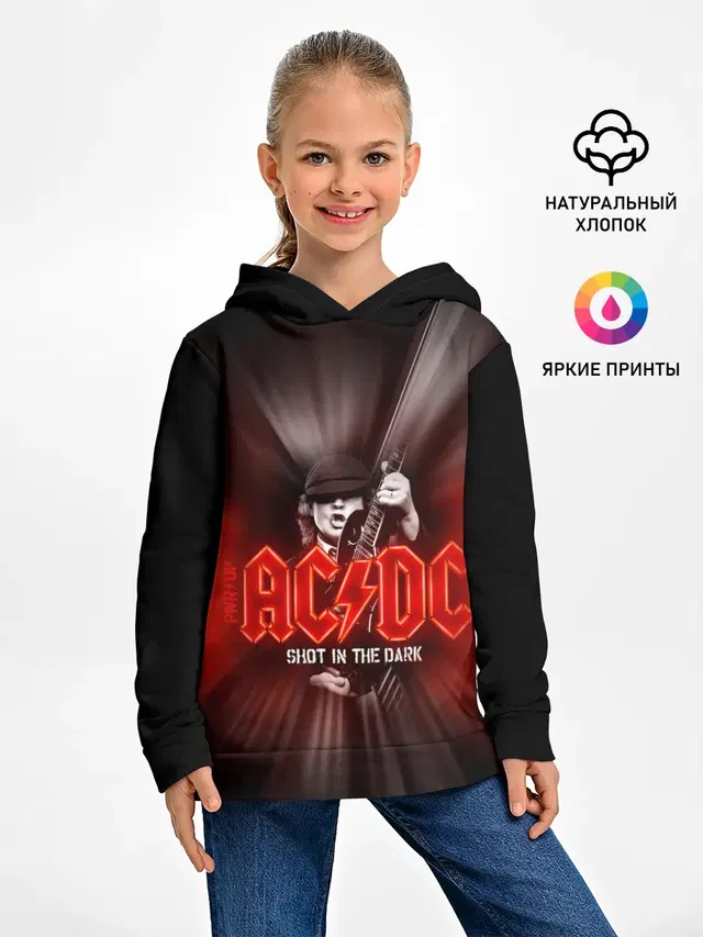 Детское худи с принтом «AC — AC/DC: Angus Young»