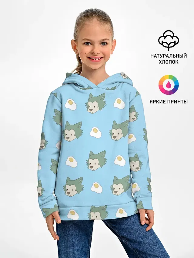 Детское худи с принтом «Beastars — Legosi pattern»