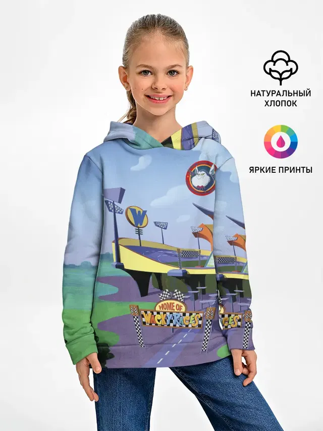Детское худи с принтом «Безумные гонки — Bella Badge»