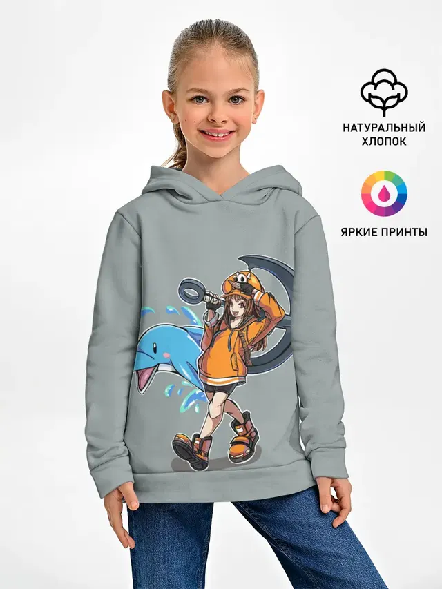 Детское худи с принтом «May whith dolphin»