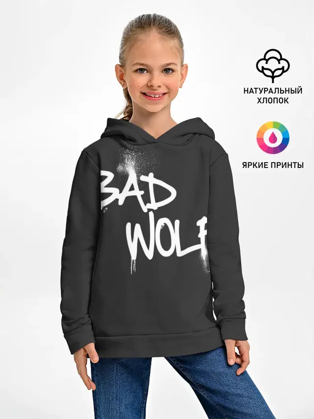 Детское худи с принтом «Доктор Кто — Bad wolf»