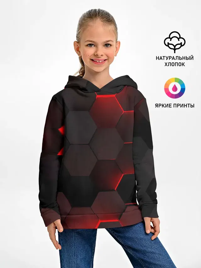 Детское худи с принтом «3D плиты»
