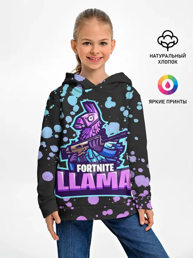 Детское худи с принтом «Фортнайт — Fortnite LLAMA»
