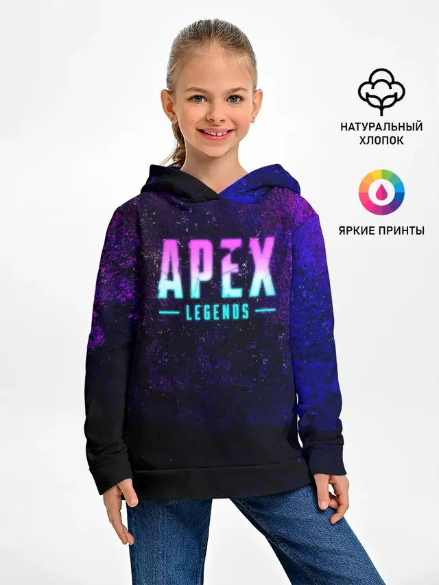 Детское худи с принтом «Apex Legends. Neon logo»