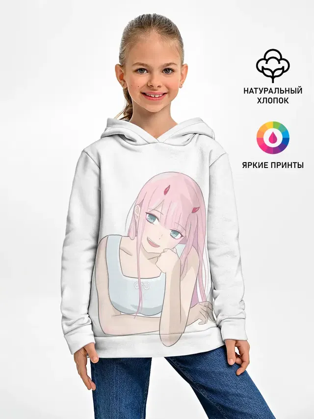 Детское худи с принтом «Милая Zero Two»
