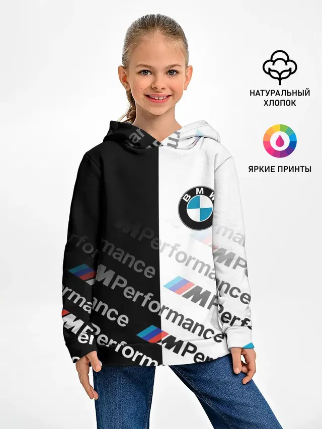 Детское худи с принтом «BMW — M PERFORMANCE ГРАДИЕНТ»