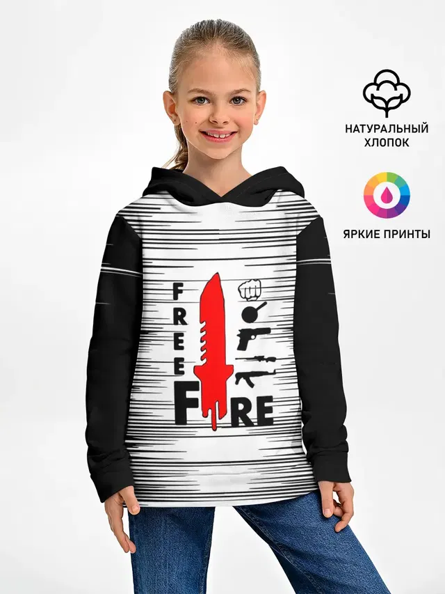 Детское худи с принтом «Frying pan — Free Fire Фри Фаер,»