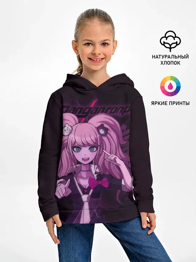 Детское худи с принтом «Danganronpa — Джунко Эношима Данганронпа»
