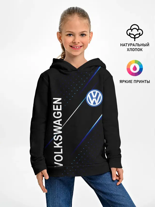 Детское худи с принтом «Volkswagen — Volkswagen, sport style»
