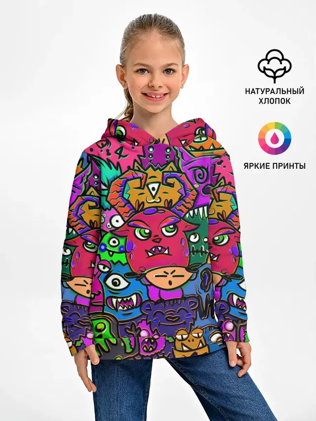 Детское худи с принтом «Pop Art — Happy»