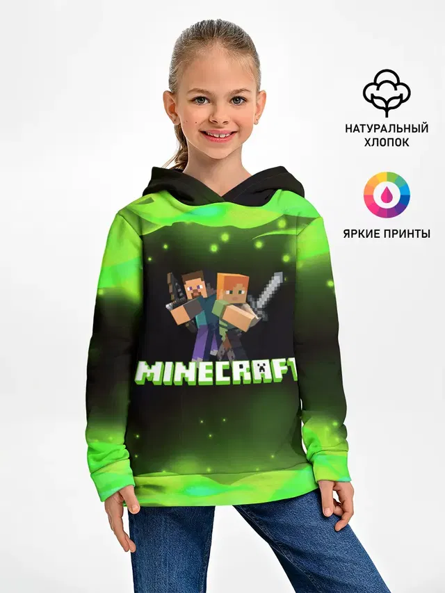 Детское худи с принтом «Майнкрафт — Minecraft 1»