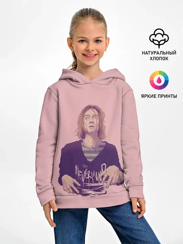 Детское худи с принтом «Kurt Cobain — Курт Невермайнд»