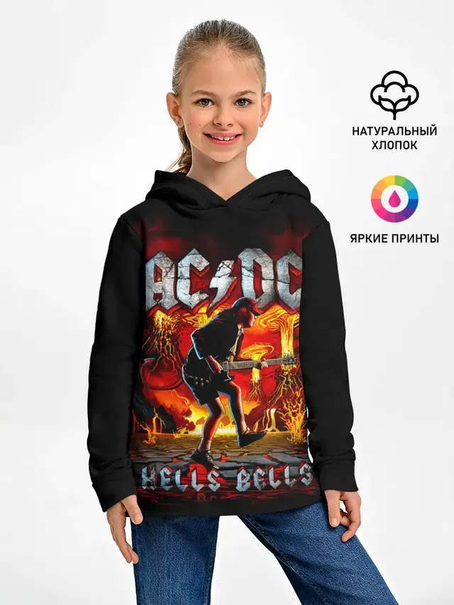 Детское худи с принтом «Volcano — AC/DC HELLS BELLS»