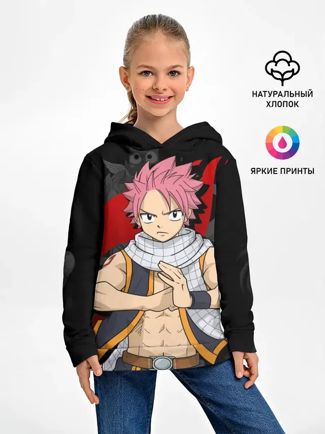 Детское худи с принтом «Хвост Феи — Fairy Tail, Нацу»