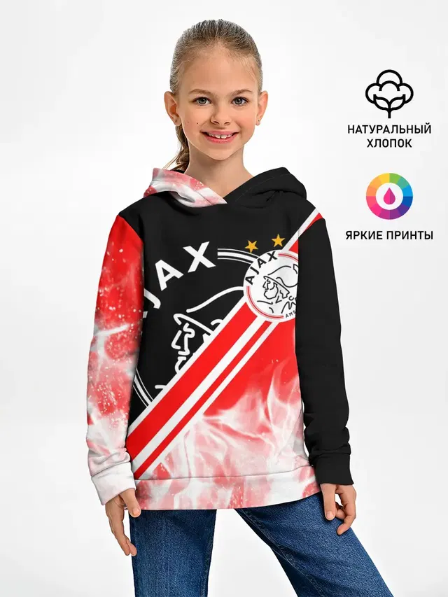 Детское худи с принтом «Football — FC AJAX AMSTERDAM — ФК АЯКС»
