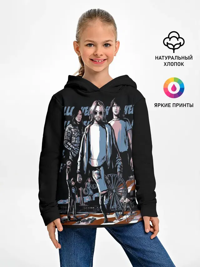 Детское худи с принтом «Kurt Cobain — Nirvana»