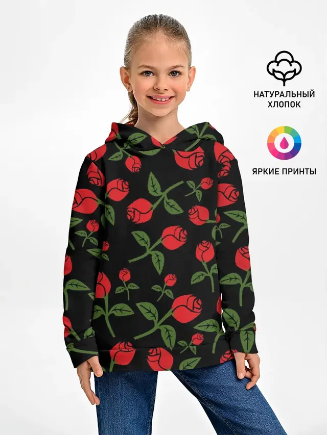 Детское худи с принтом «Природа — Roses Art»