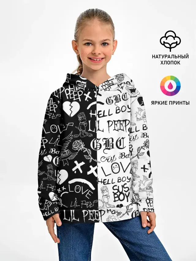 Детское худи с принтом «Lil Peep — LIL PEEP LOGOBOMBING — ЛИЛ ПИП»