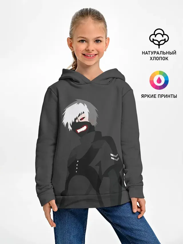 Детское худи с принтом «Токийский Гуль — Kaneki Ken высокомерный»