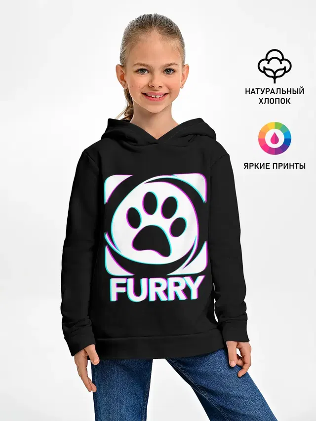 Детское худи с принтом «Разные звери — Furry»