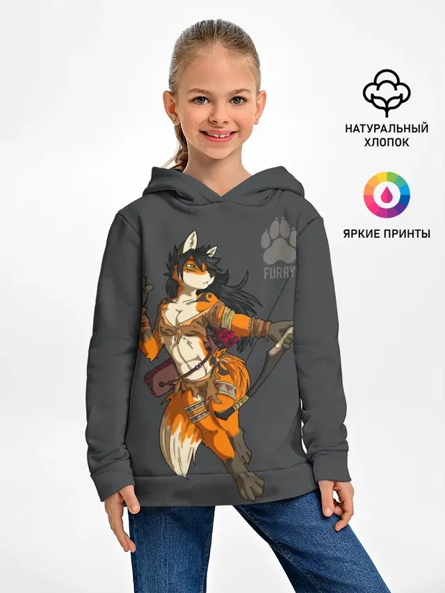 Детское худи с принтом «Лисы — Furry fox»