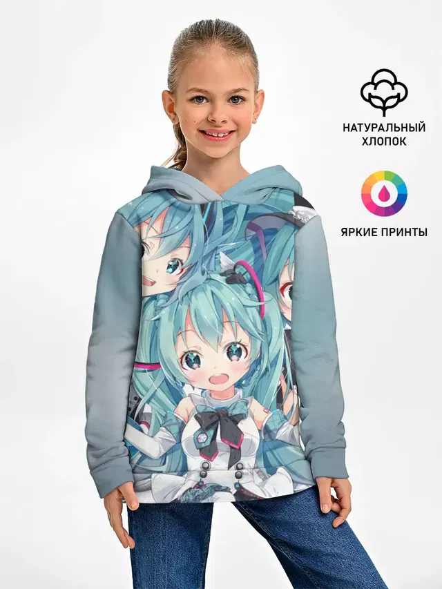 Детское худи с принтом «Miku множество»
