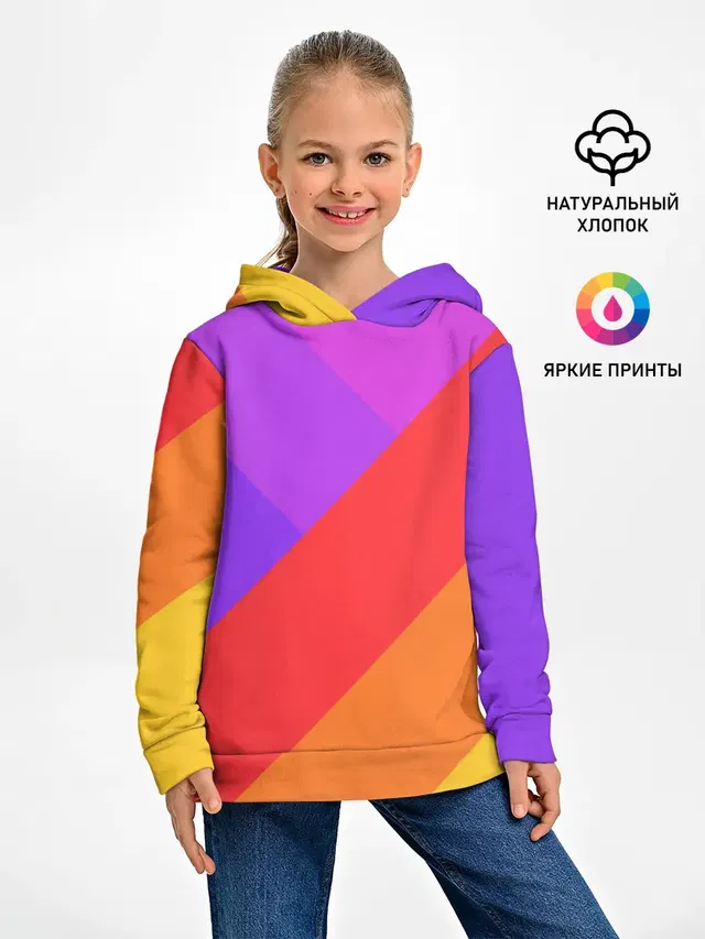 Детское худи с принтом «Текстуры — РАДУЖНАЯ ГЕОМЕТРИЯ — RAINBOW GEOMETRY»