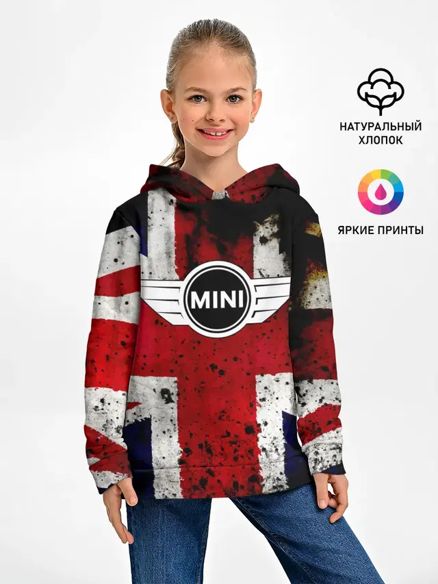 Детское худи с принтом «BMW — Mini Cooper»