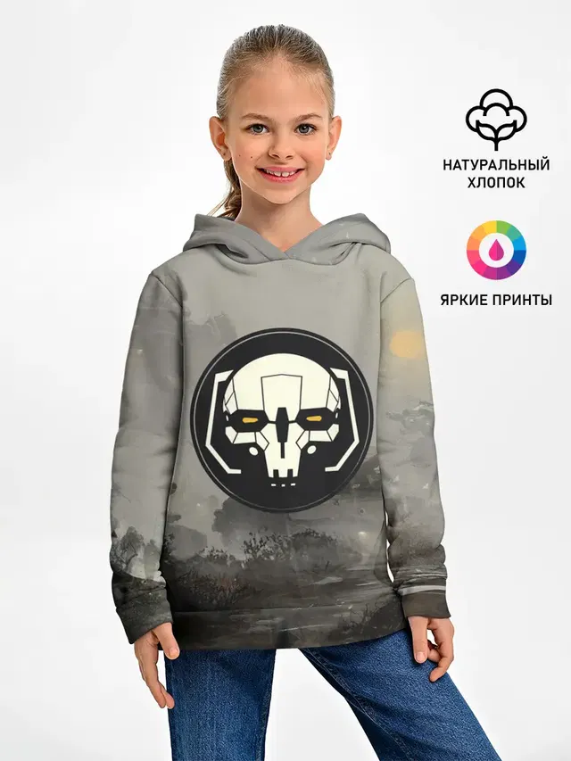 Детское худи с принтом «BattleTech — SkulMech»