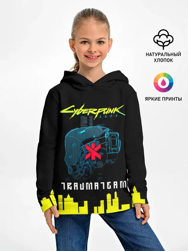 Детское худи с принтом «Cyberpunk 2077 — TRAUMA TEAM Cyberpunk 2077»