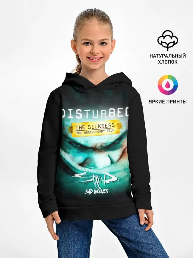Детское худи с принтом «Disturbed — The Sickness - Disturbed»