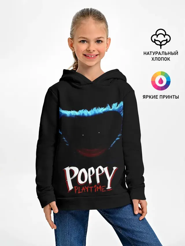 Детское худи с принтом «Poppy Playtime — Huggy Wuggy»